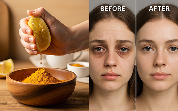 Say goodbye to dark circles with this easy turmeric and lemon eye mask