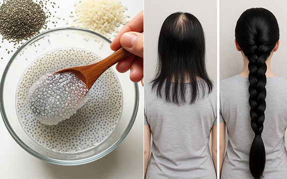 Boost Hair Regrowth on Bald Spots Using Chia Seeds and Rice Water
